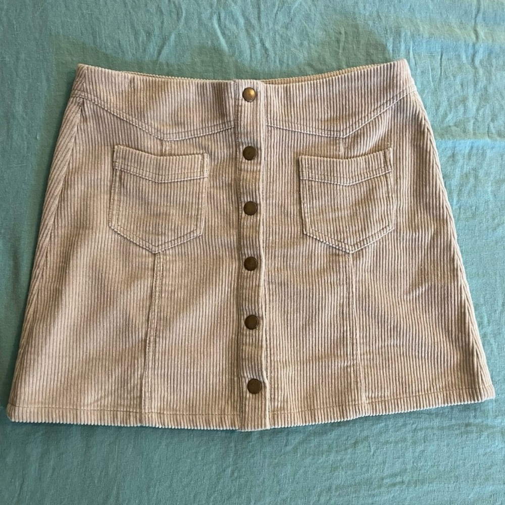 She + Sky Beige Corduroy Mini Skirt